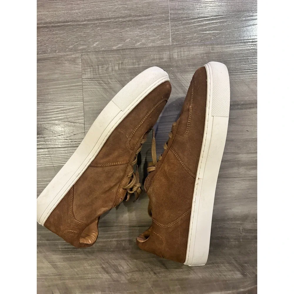 Franco Fortini Cognac Brown Faux Suede Low Top Sneakers Men's 12 Casual Shoes